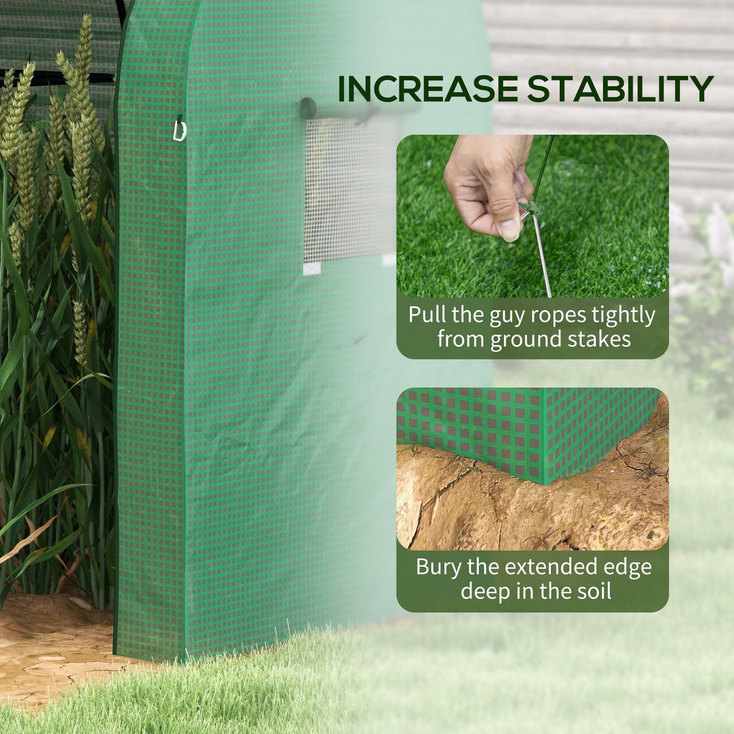 Outsunny Tomato Greenhouse Garden Growhouse with 2 Rollup Doors and 4 Mesh Windows Portable Indoor Outdoor Green House 185 x 94 x 150cm Green