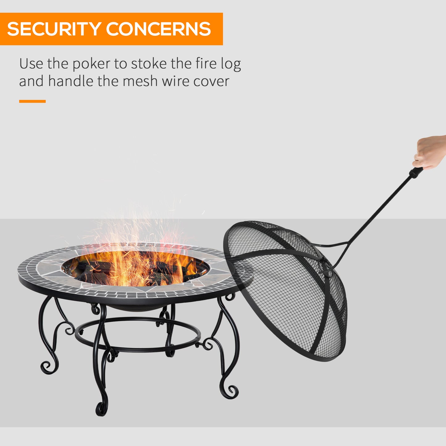 Outsunny 2-in-1 Outdoor Fire Pit, Patio Heater with Cooking BBQ Grill, Firepit Bowl with Spark Screen Cover, Fire Poker for Backyard Bonfire