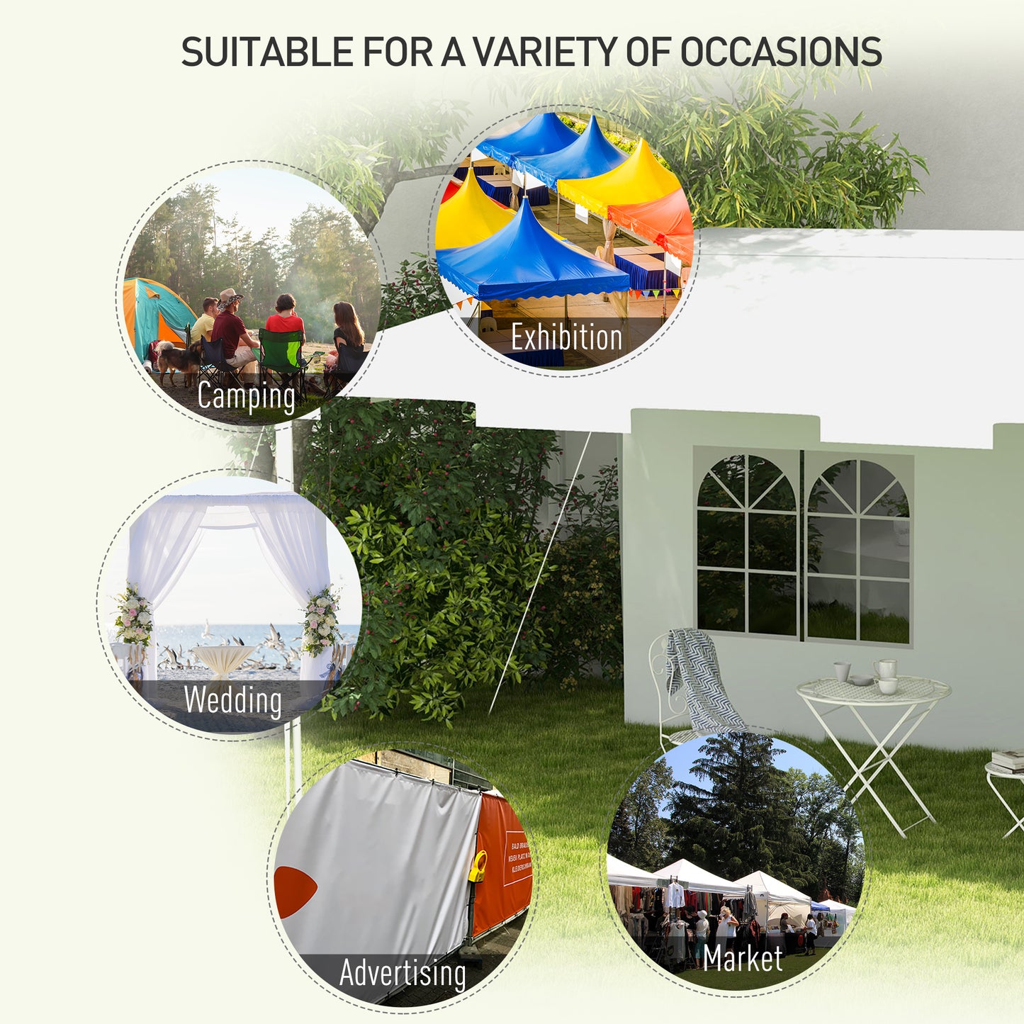 Outsunny 3 x 4m Half-Open Garden Gazebo, with Windows - White