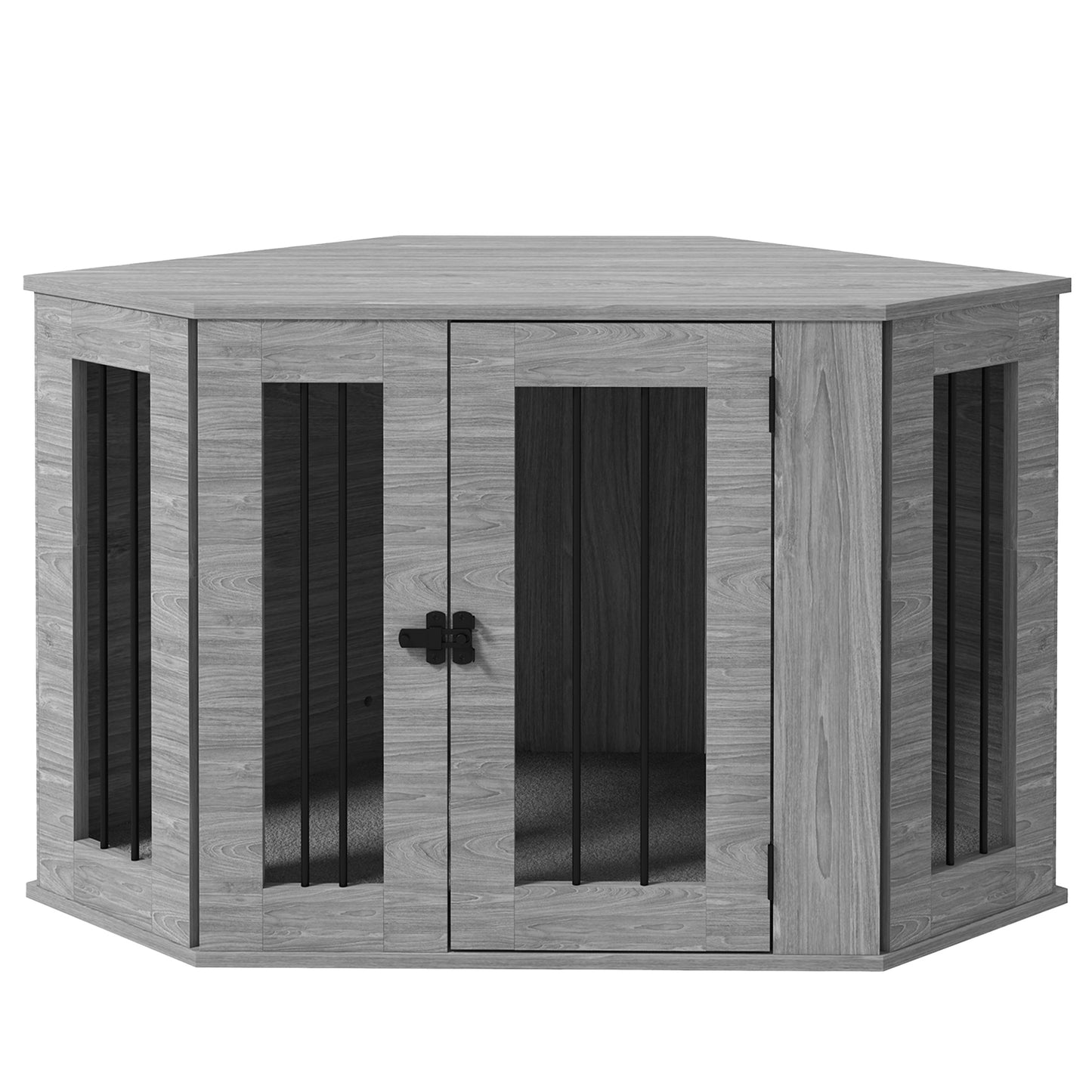 PawHut 2 in 1 Dog Crate Furniture Side Table with Cushion 104 x 55 x 63cm Grey