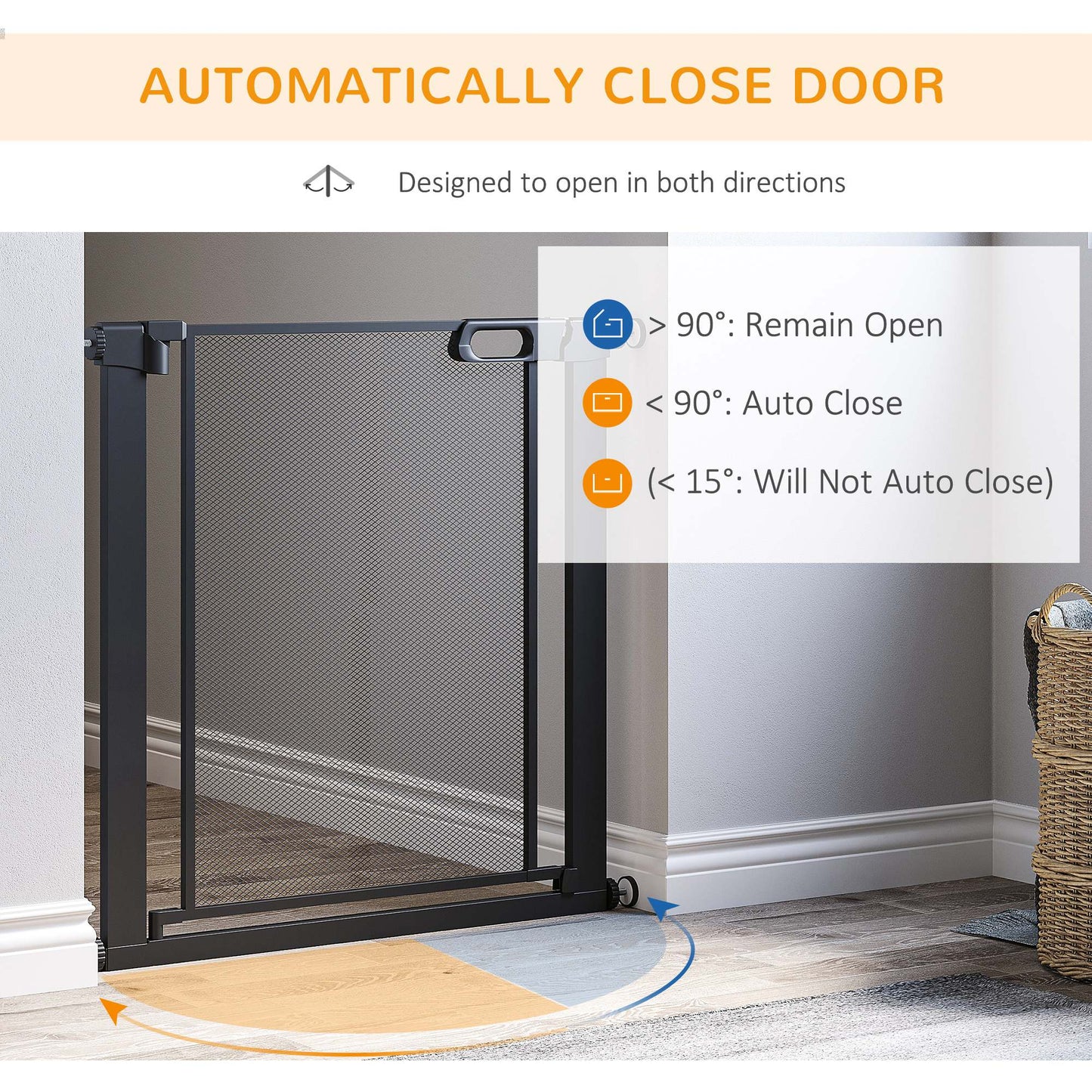 PawHut Pressure Fit Safety Gate Openings 75-82 cm, Black