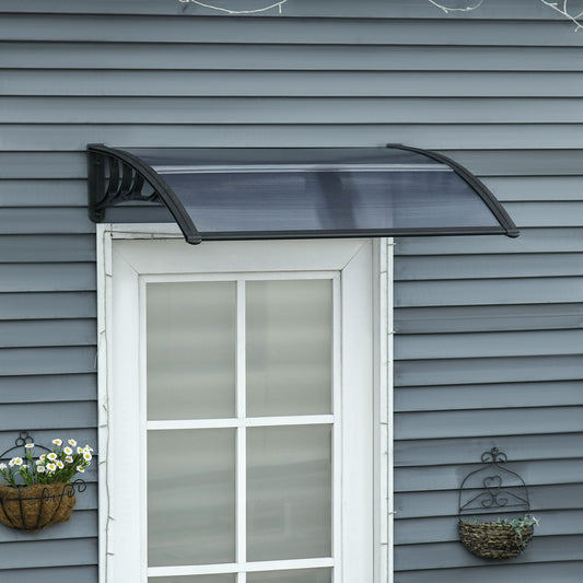 Outsunny Door Canopy Awning Outdoor Window Rain Shelter Cover for Front/Back Door Porch Black