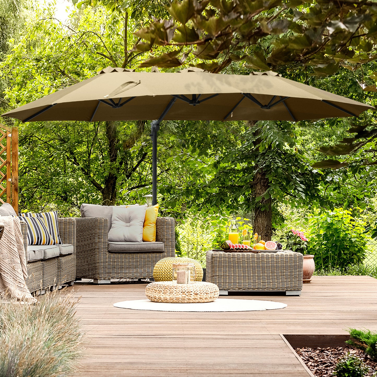 large patio umbrellas uk Outsunny 4.5 m Patio Parasol, Large Double-Sided Rectangular Garden Um – mhstar.co.uk