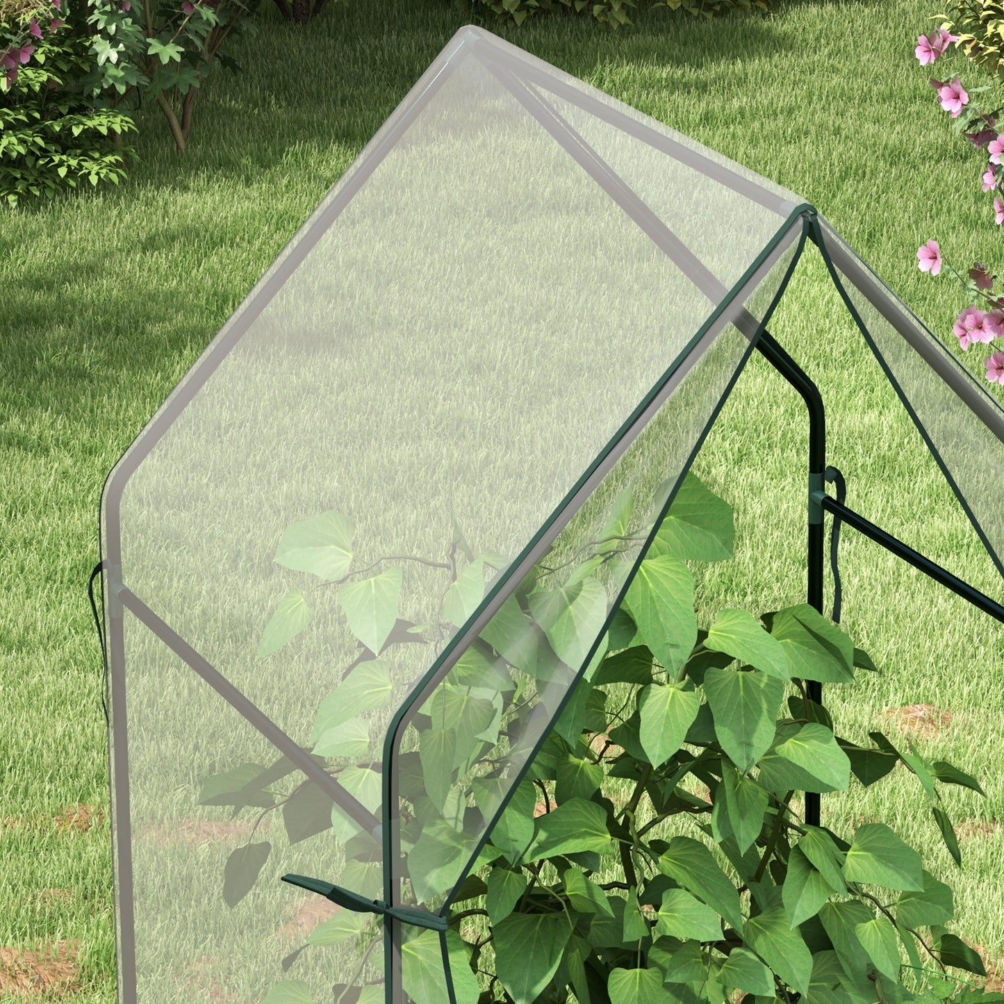 Outsunny Mini Greenhouse Garden Tomato Growhouse with 2 Zipped Doors Portable Indoor Outdoor Green House 90 x 90 x 145cm Clear