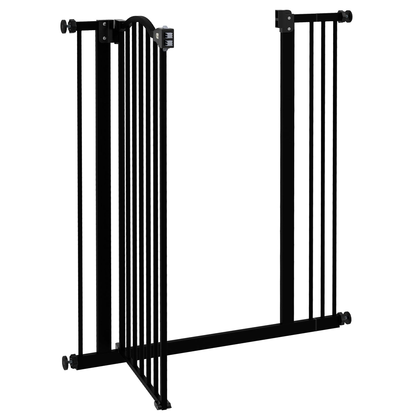PawHut Metal Pet Safety Gate Dog Gate Folding Fence, Black