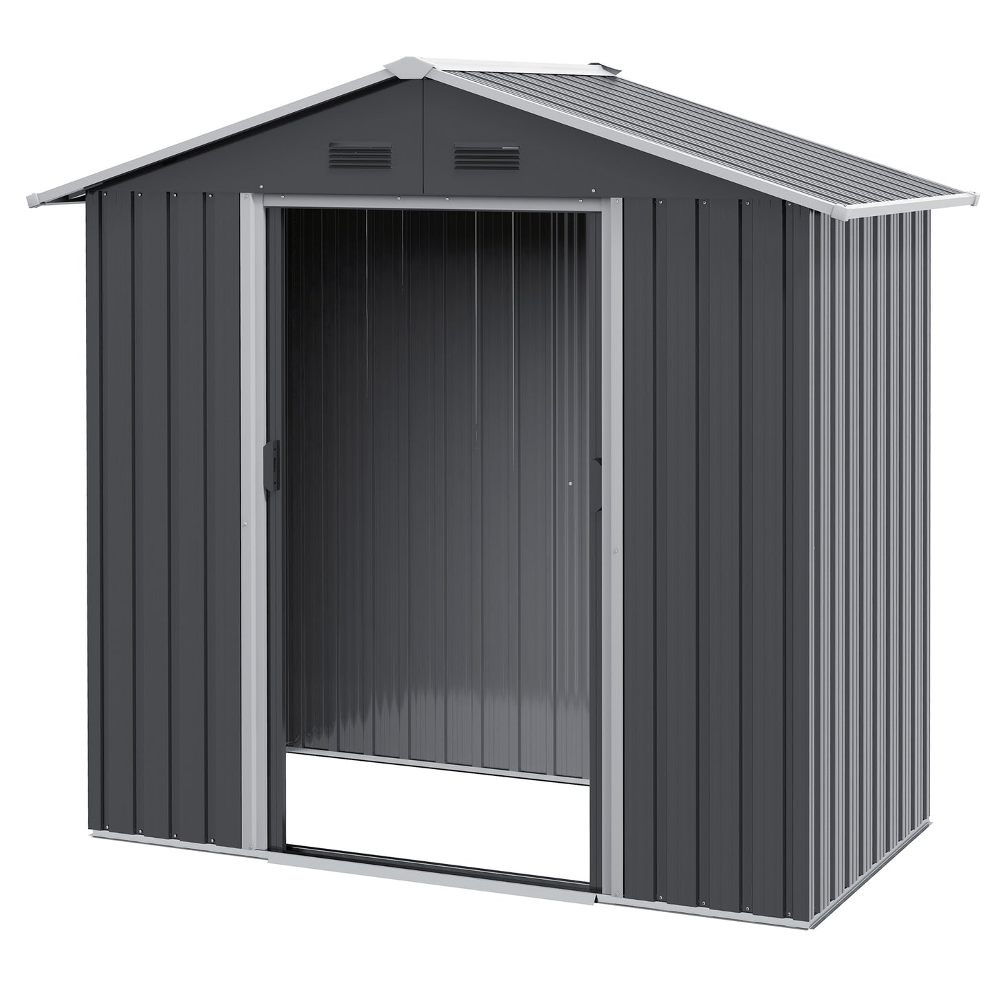 Outsunny 6.5x3.5ft Metal Garden Storage Shed for Outdoor Tool Storage with Double Sliding Doors and 4 Vents Dark Grey