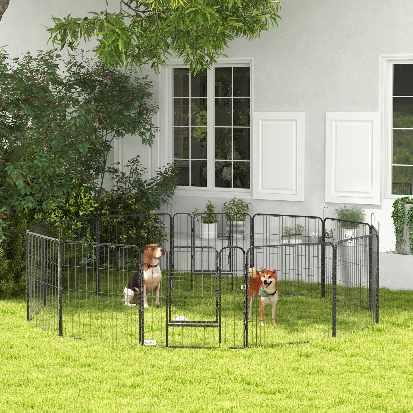 PawHut Steel Puppy Play Pen for Small Medium Dogs