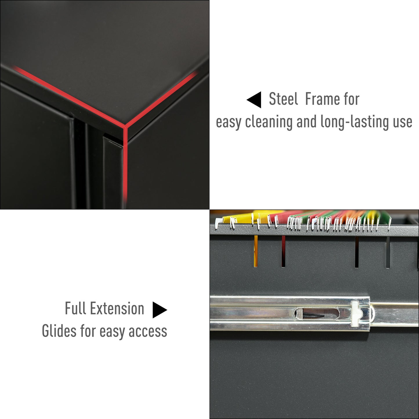 Vinsetto 67cm Mobile File Cabinet Vertical Home Office Organizer Filing Furniture with Adjustable Partition for A4 Letter Size, Lockable for Office, Bedroom and Living Room, Black w/ Hanging Folder