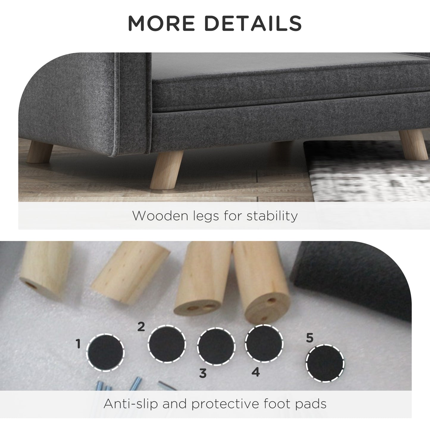 PawHut Elevated Dog Sofa Bed with Cushion for Medium and Small Dogs Grey