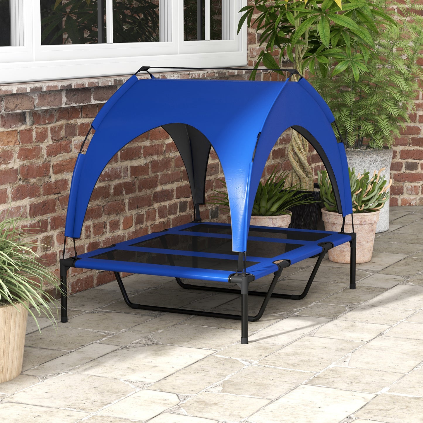 PawHut Cooling Raised Pet Bed w/ Washable Breathable Mesh, for Large Dogs, 106 x 76 x 94cm - Dark Blue