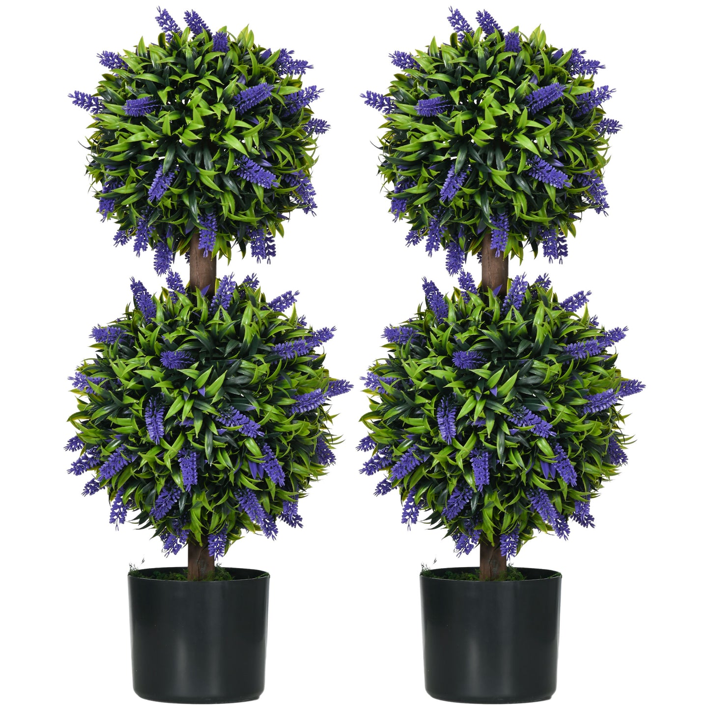 artificial plants in pots uk HOMCOM Set of 2 Artificial Plants Lavender Flowers Ball Trees with Pot – mhstar.co.uk