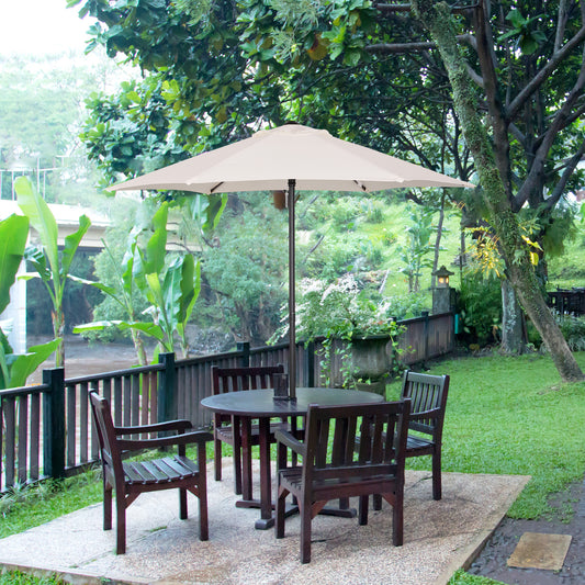 Outsunny 1.96m Parasol Patio Umbrella, Outdoor Sun Shade with 6 Sturdy Ribs for Balcony, Bench, Garden, Cream White