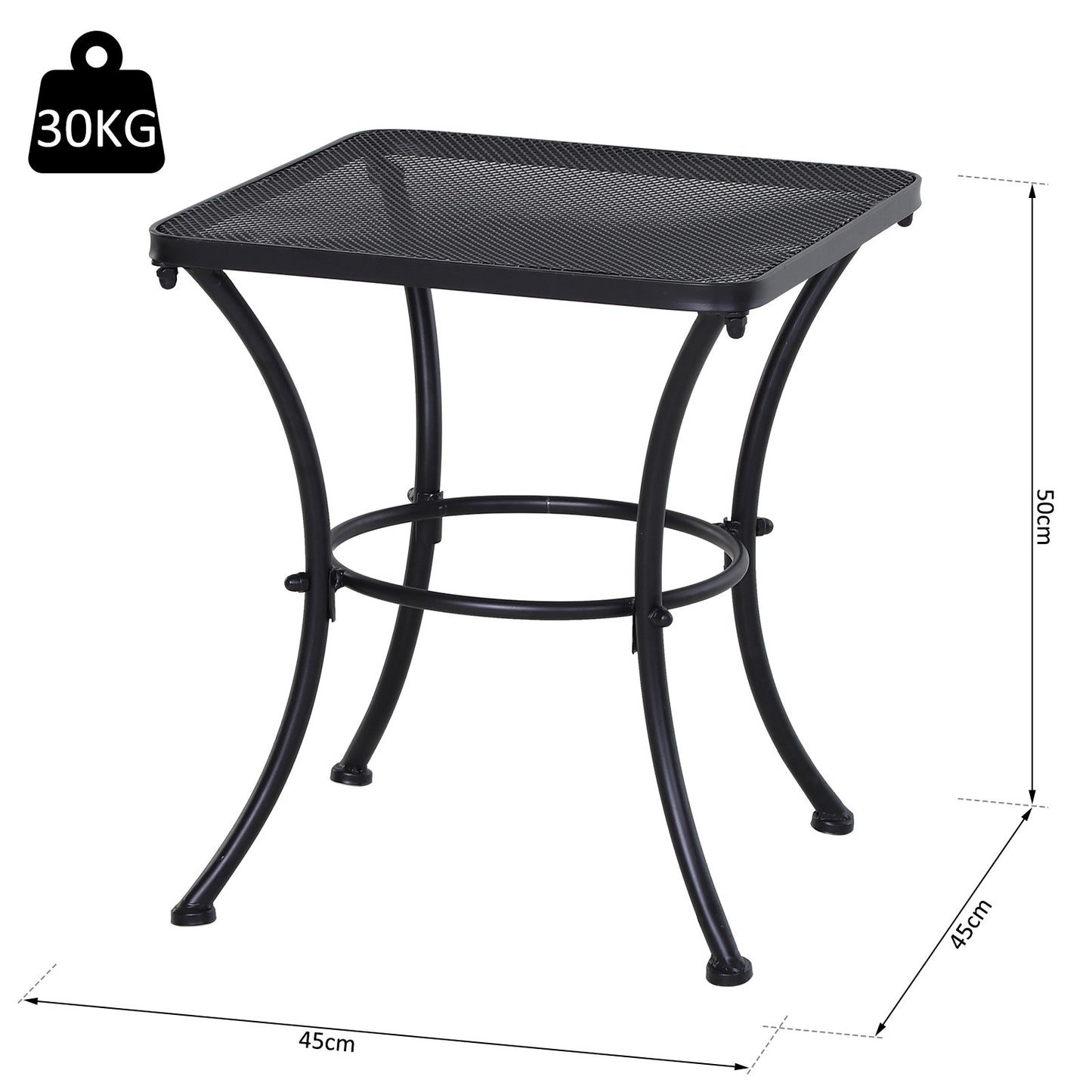 Outsunny Metal Square Outdoor Garden Bistro Table Black mhstar.co.uk