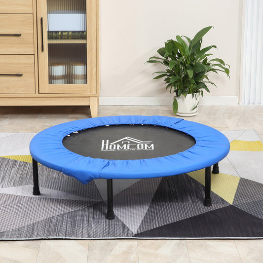 HOMCOM Φ40" Mini Fitness Trampoline Home Gym Yoga Exercise Rebounder Indoor Outdoor Jumper w/ Safety Pad, Blue and Black