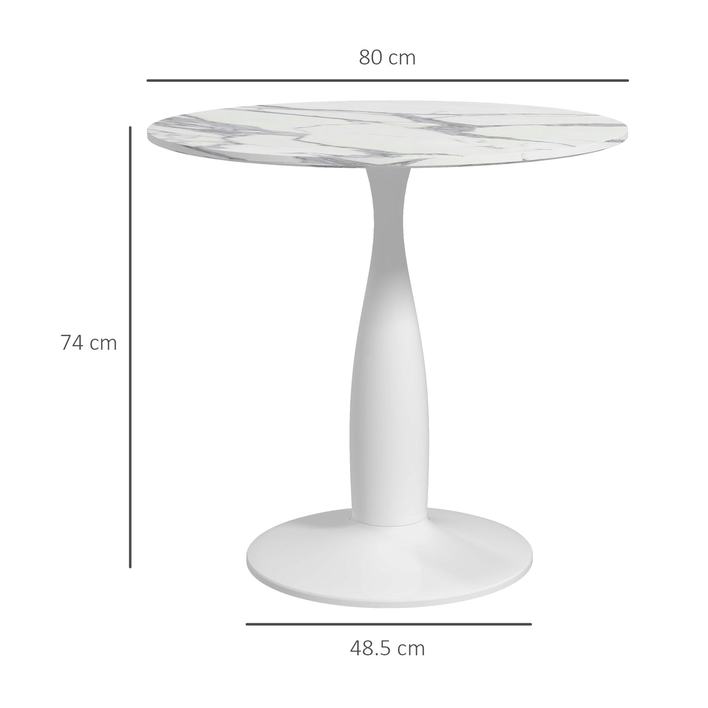 HOMCOM Round Dining Table Modern Dining Room Table with Steel Base Nonslip Foot Pad Space Saving Small Dining Table