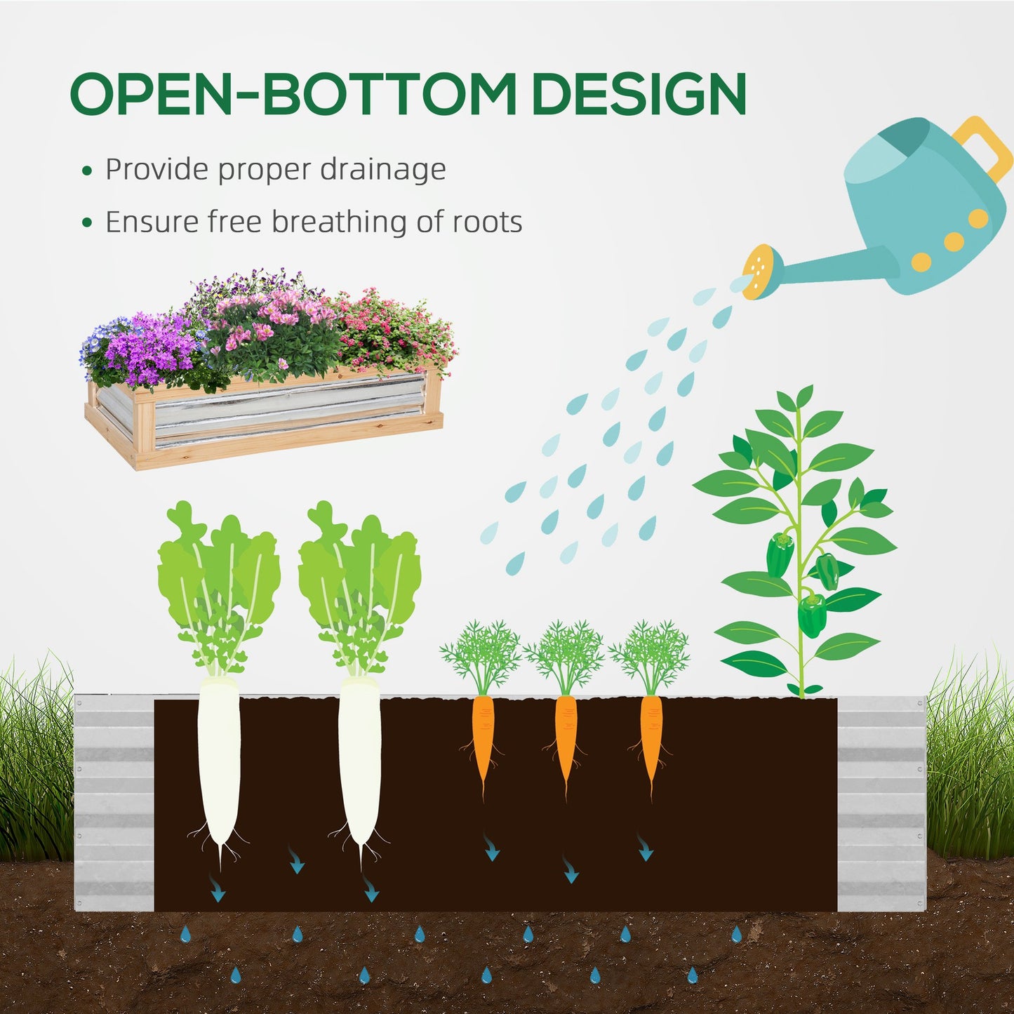 Outsunny Raised Garden Bed with Greenhouse Top, Garden Wooden Cold Frame Greenhouse Flower Planter Protection, 122x 61 x 81.7cm, Natural