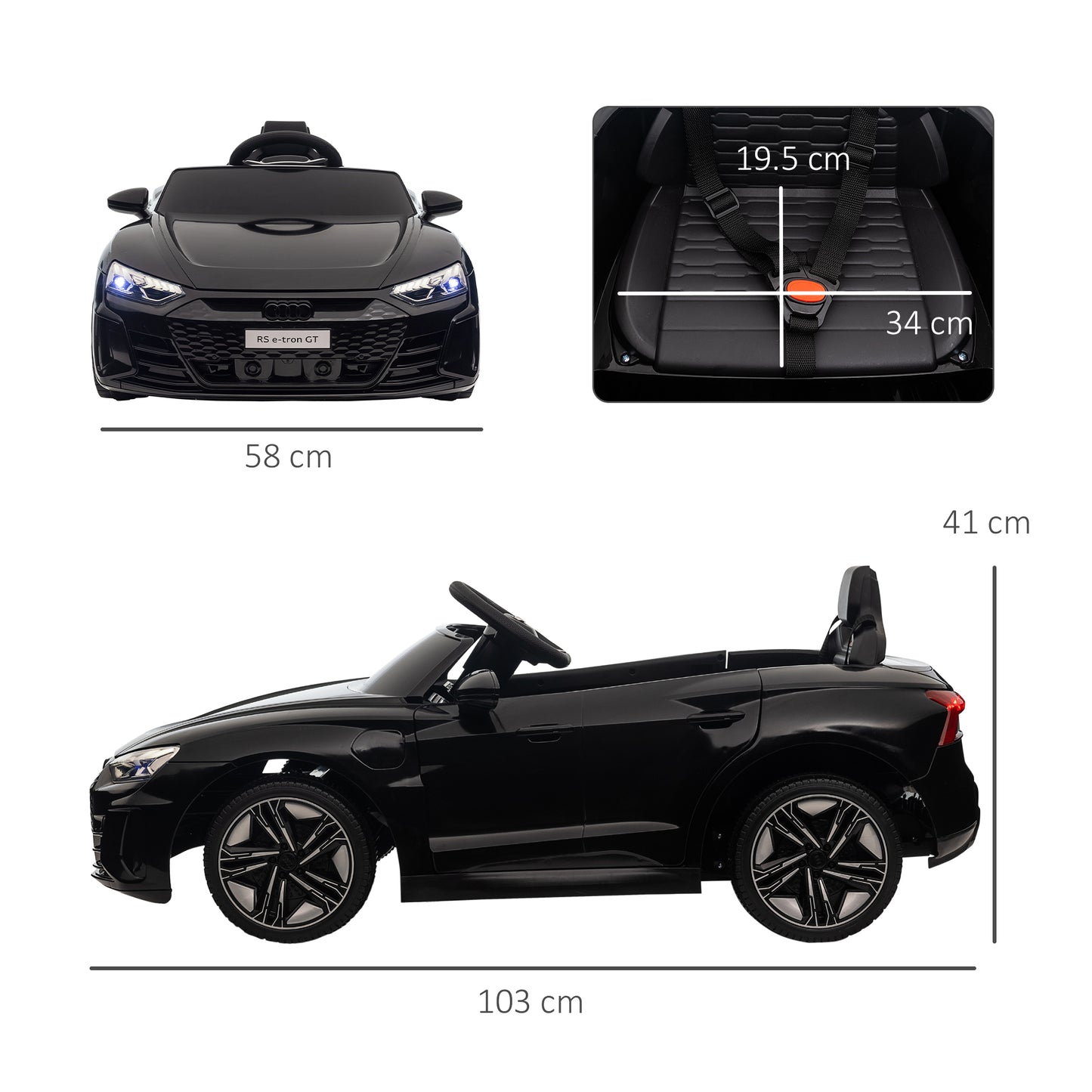 HOMCOM Audi Licensed 12V Kids Electric Ride-On, with Remote Control, Suspension System, Lights, Music, Motor - Black