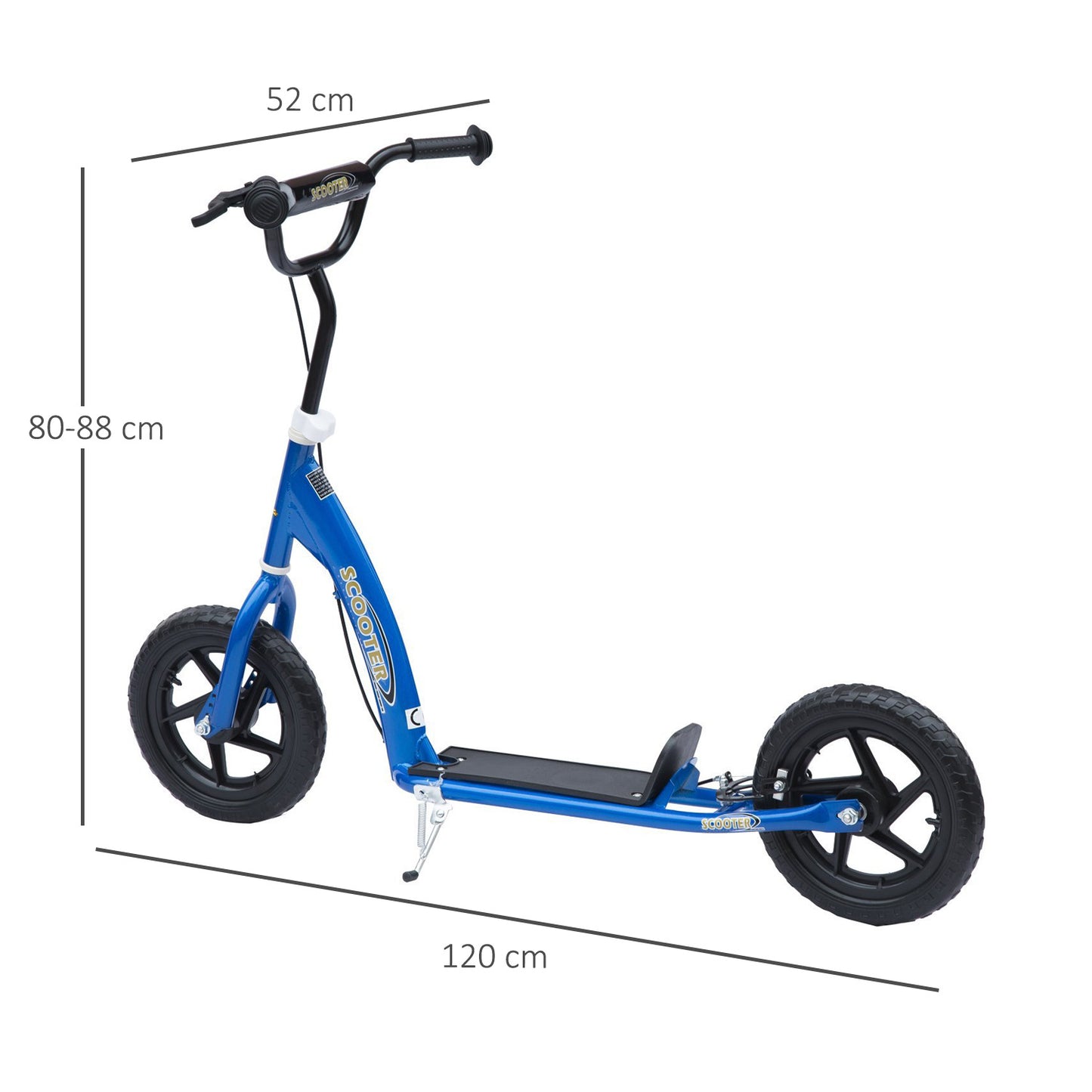 HOMCOM Teen Push Scooter Kids Children Stunt Scooter Bike Bicycle Ride On 12" EVA Tyres, Blue