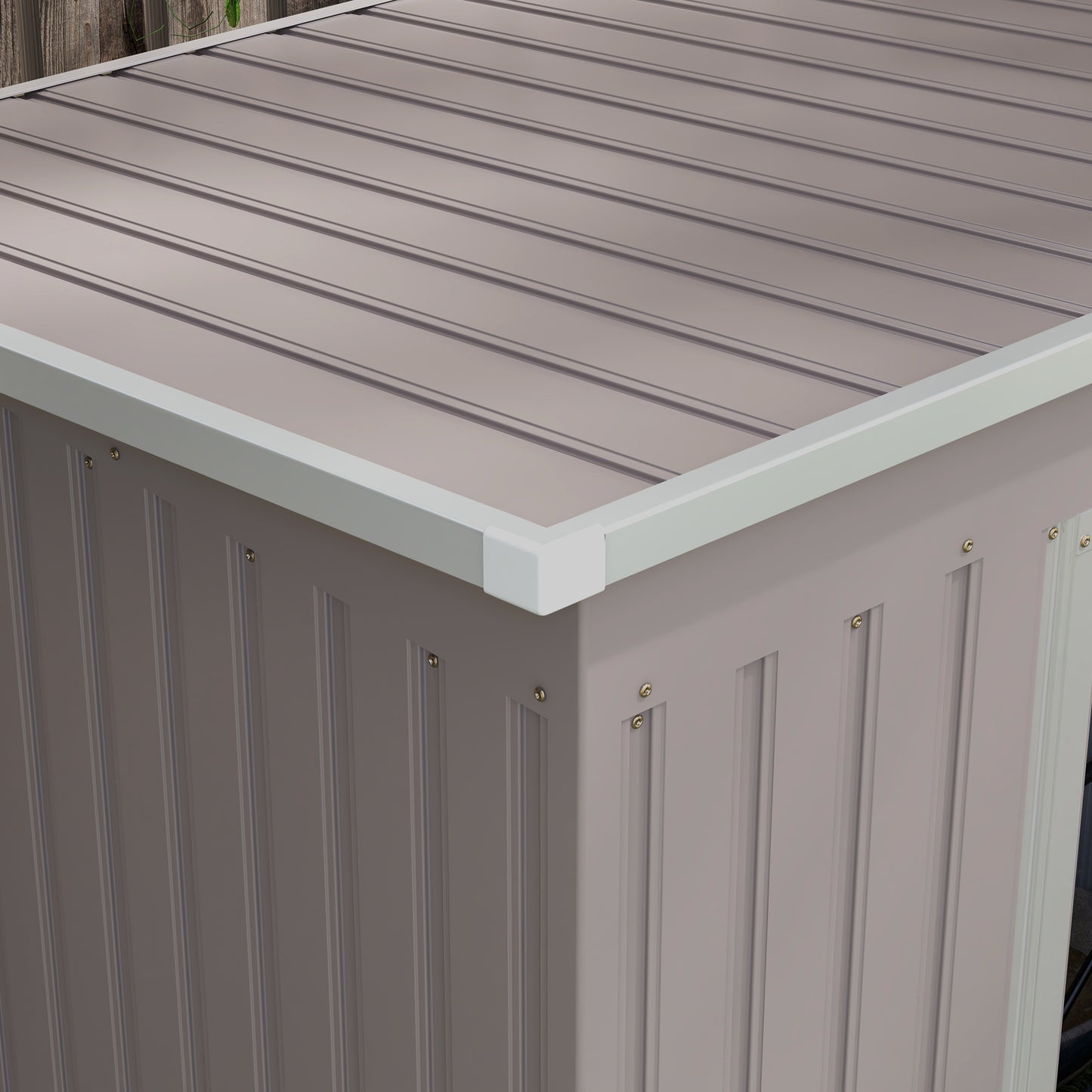 Outsunny Outdoor Lean to Garden Metal Equipment Tool Storage Shed w/ Foundation Double Door Vents and Sloped Roof Grey