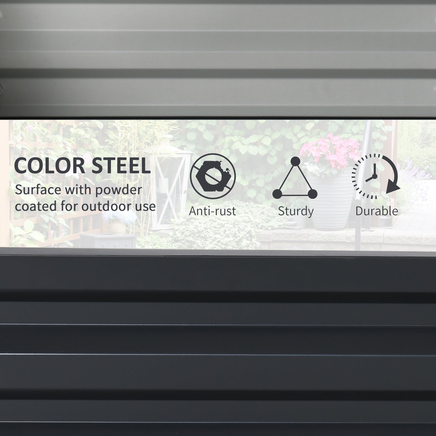 Outsunny Set of 2 Raised Garden Bed Outdoor Elevated Galvanised Planter Box for Flowers Herbs 60x60x30.5cm Grey