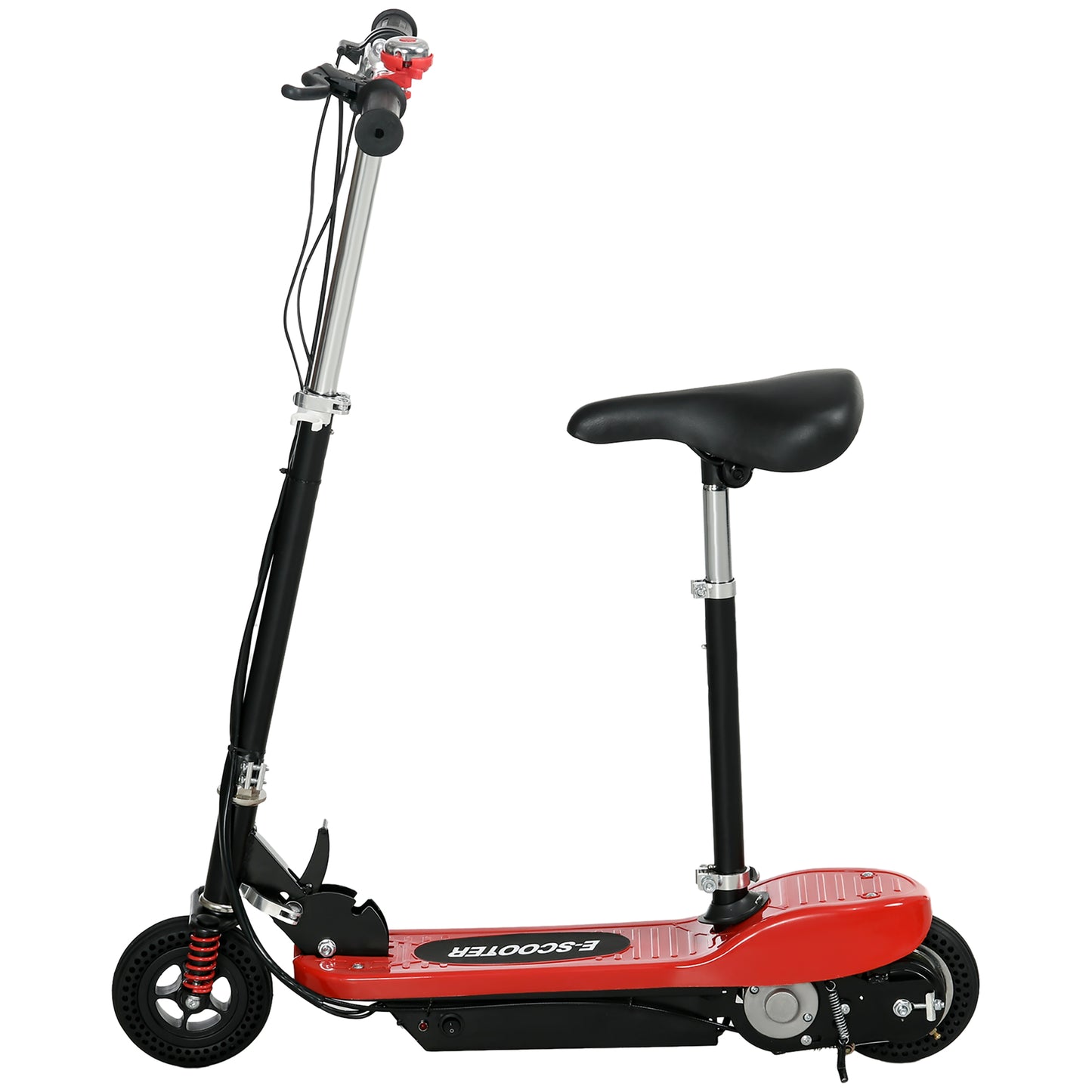 HOMCOM Steel Electric Scooter, Folding E-Scooter with Warning Bell, 15km/h Maximum Speed, for 4-14 Years Old, Red