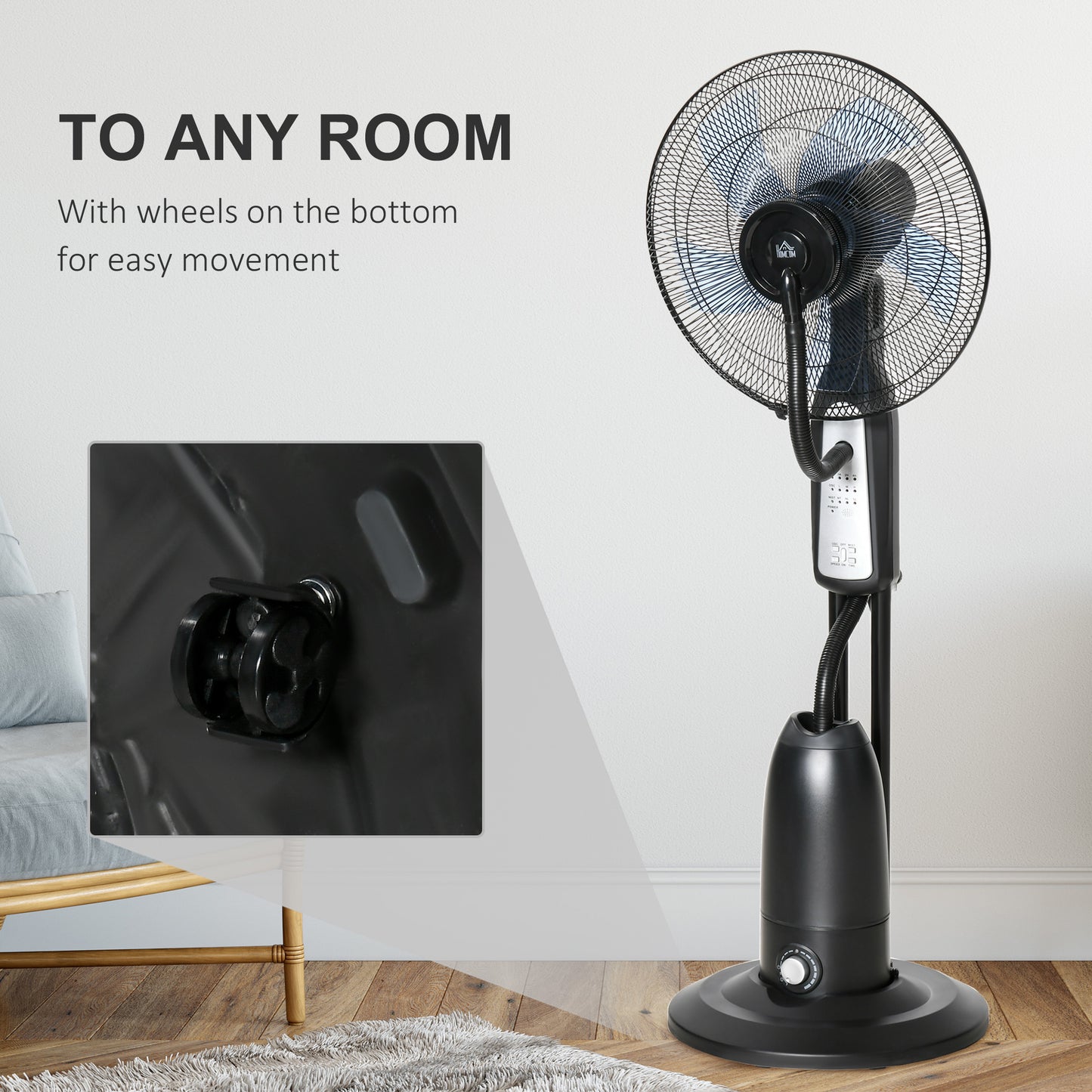 HOMCOM 2.8 Litre Water Mist Fan, with Remote