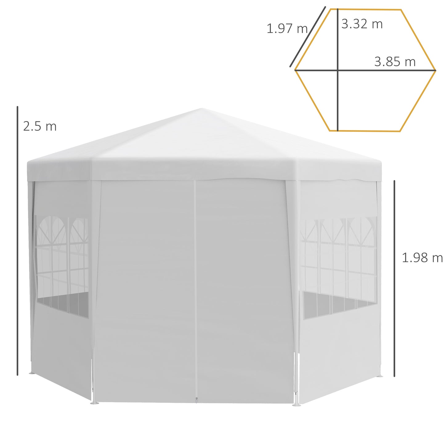 Outsunny 3.4m Outdoor Gazebo Canopy Party Tent with 6 Removable Side Walls for Garden