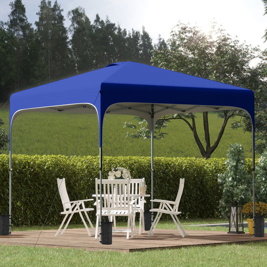 Outsunny 3 x 3 (M) Pop Up Gazebo, Foldable Canopy Tent with Carry Bag with Wheels and 4 Leg Weight Bags for Outdoor Garden Patio Party, Blue