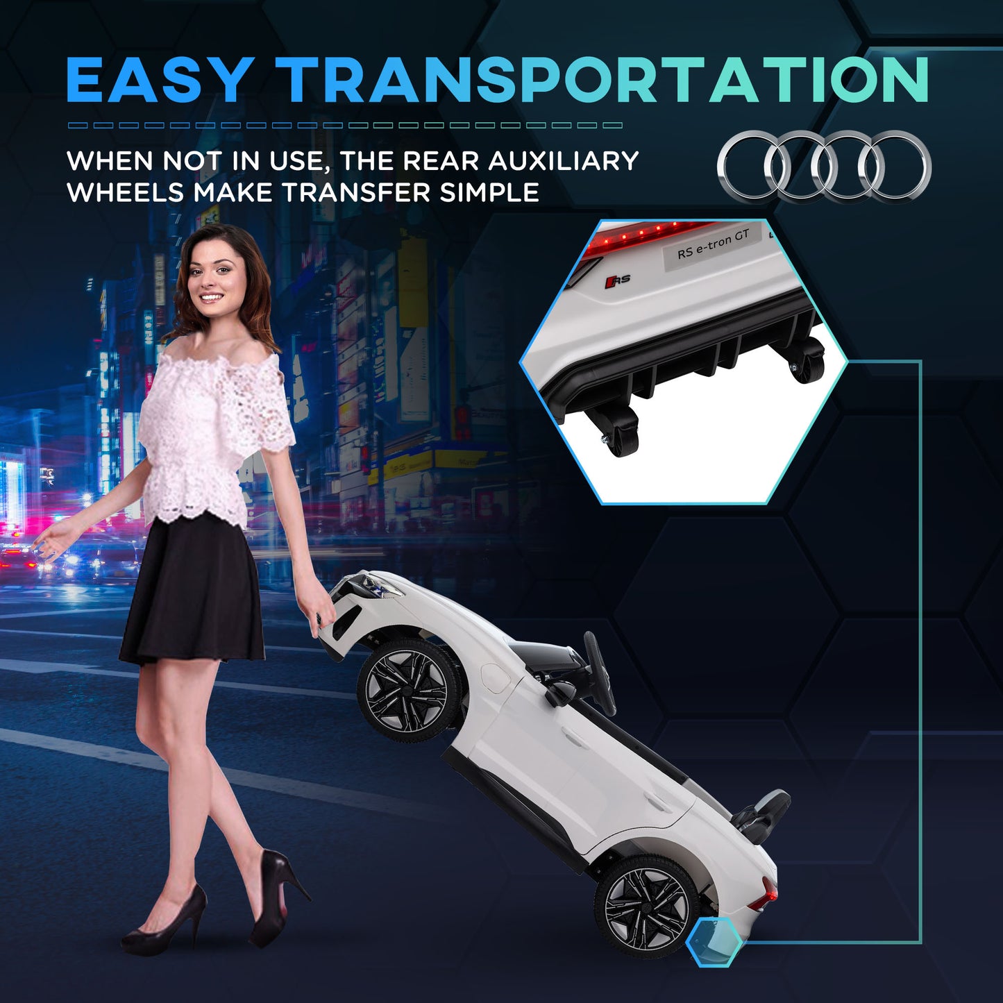 HOMCOM Audi Licensed Kids Electric Ride On Car with Parental Remote Control, White