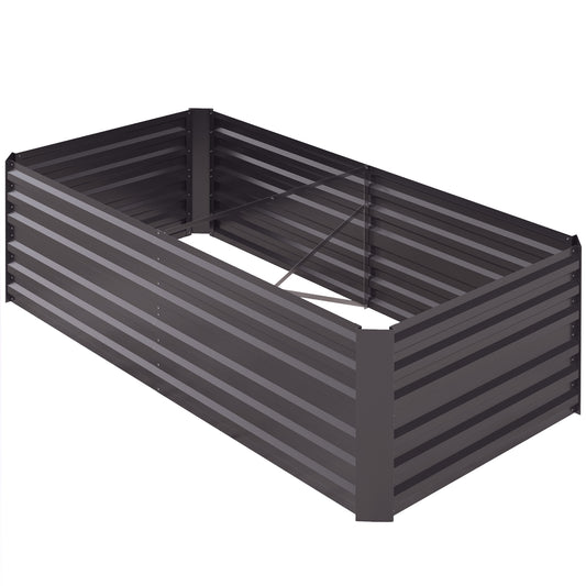 Outsunny Raised Beds for Garden Galvanised Steel Outdoor Planters with Multireinforced Rods 180 x 90 x 59 cm Dark Grey