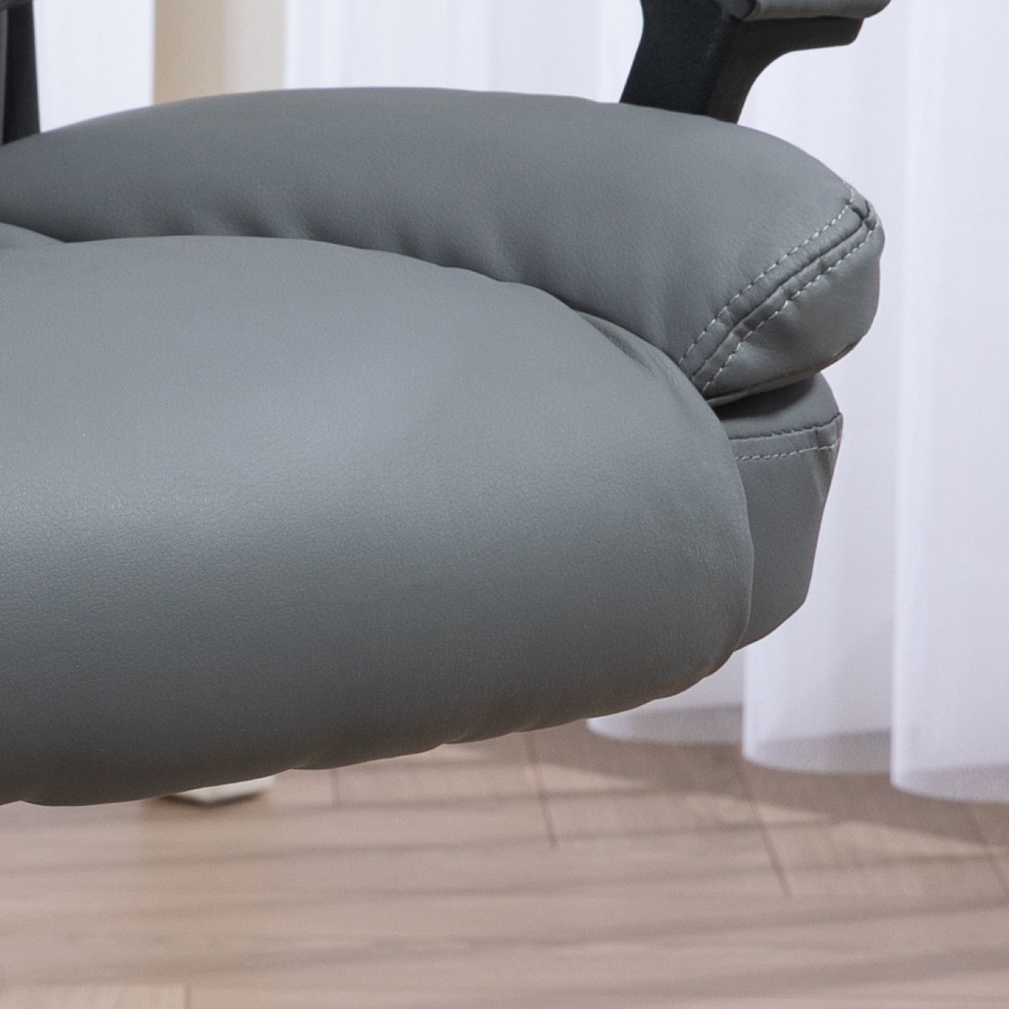 Vinsetto Office Chair, Faux Leather Computer Desk Chair, Mid Back Executive Chair with Adjustable Height and Swivel Rolling Wheels for Home Study, Dark Grey