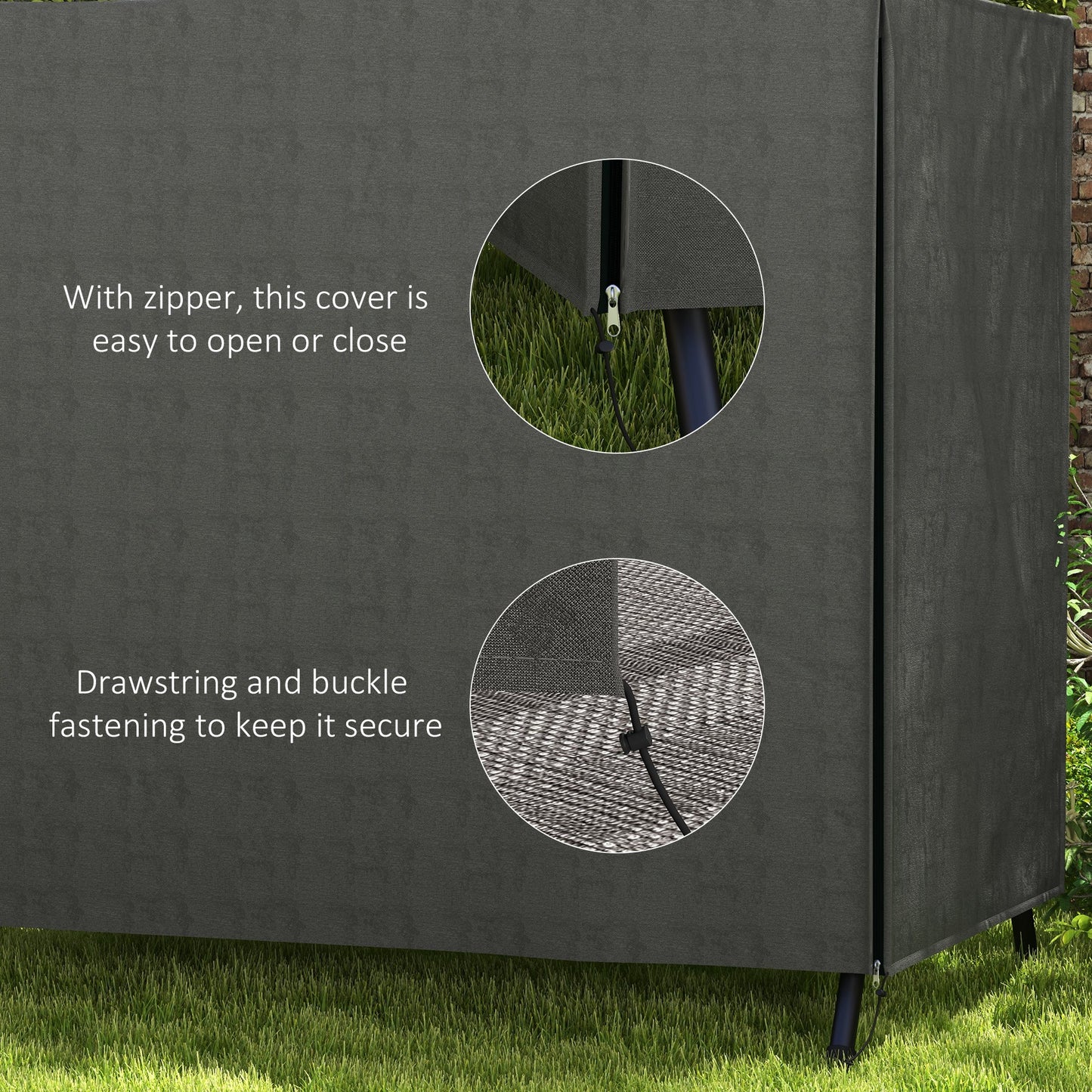 Outsunny 600D Oxford Patio Swing Chair Cover Outdoor Garden Furniture Rain Protection Protector Waterproof Anti-UV, 177 x 114 x 152 cm, Dark Grey