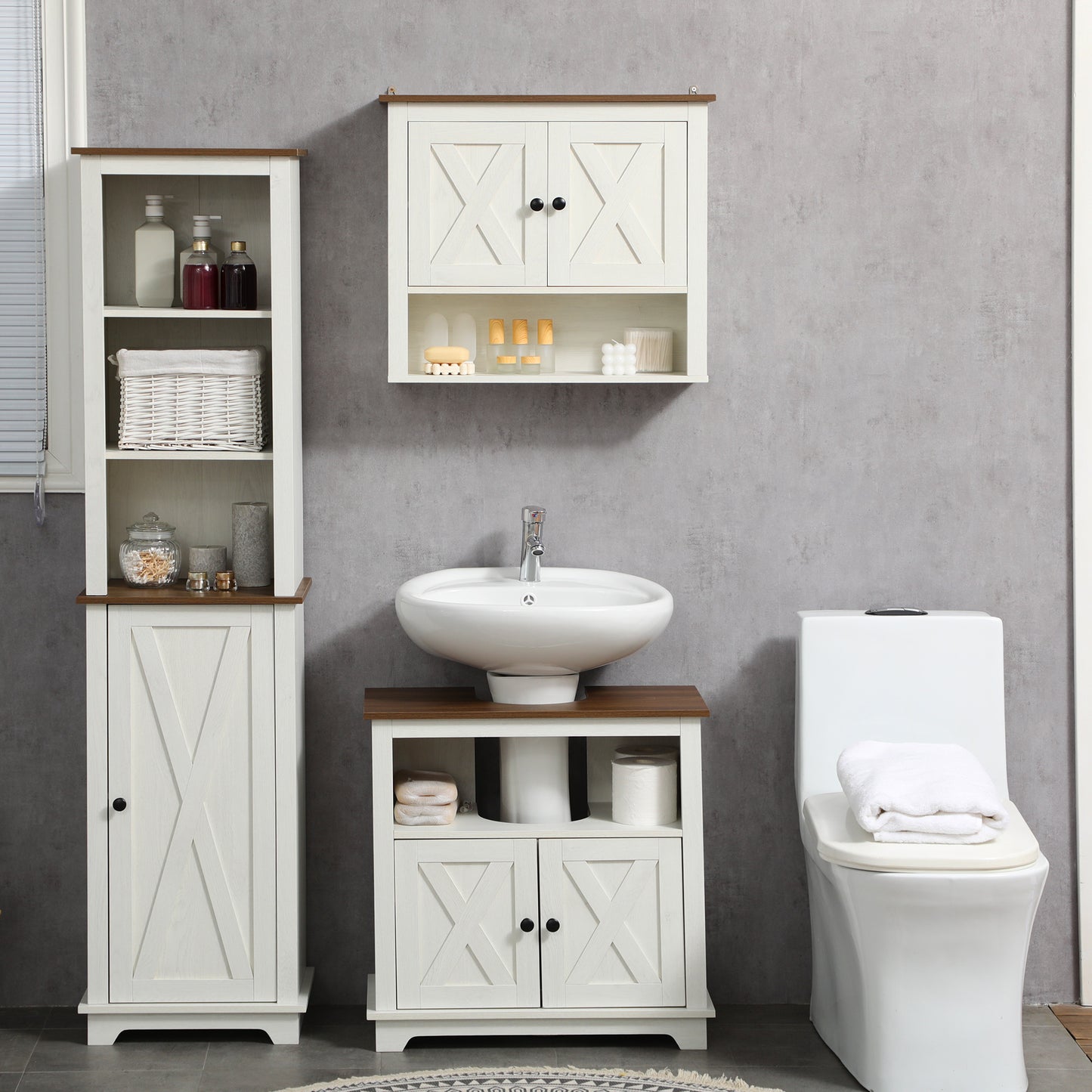 kleankin Bathroom Cabinet, Tall Storage Cabinet with Door and Adjustable Shelves, 39.5 x 30 x 160 cm, White