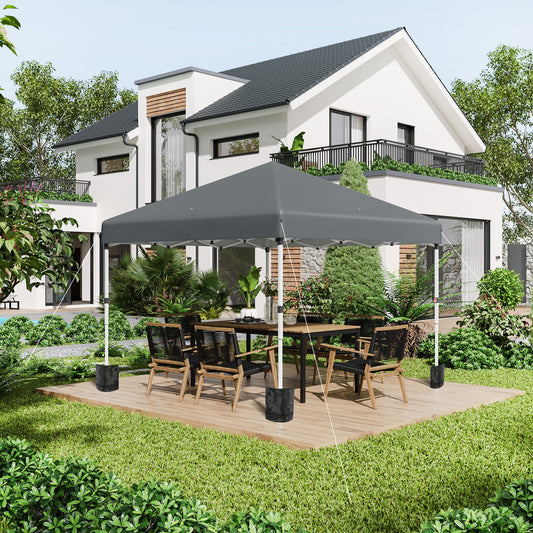 Outsunny 3 x 3 (M) Pop Up Gazebo with 2 Sidewalls, Leg Weight Bags and Carry Bag, Height Adjustable Party Tent Event Shelter for Garden, Patio, Dark Grey