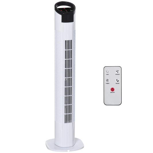 HOMCOM Freestanding Tower Fan 3 Speed 3 Mode Black and White