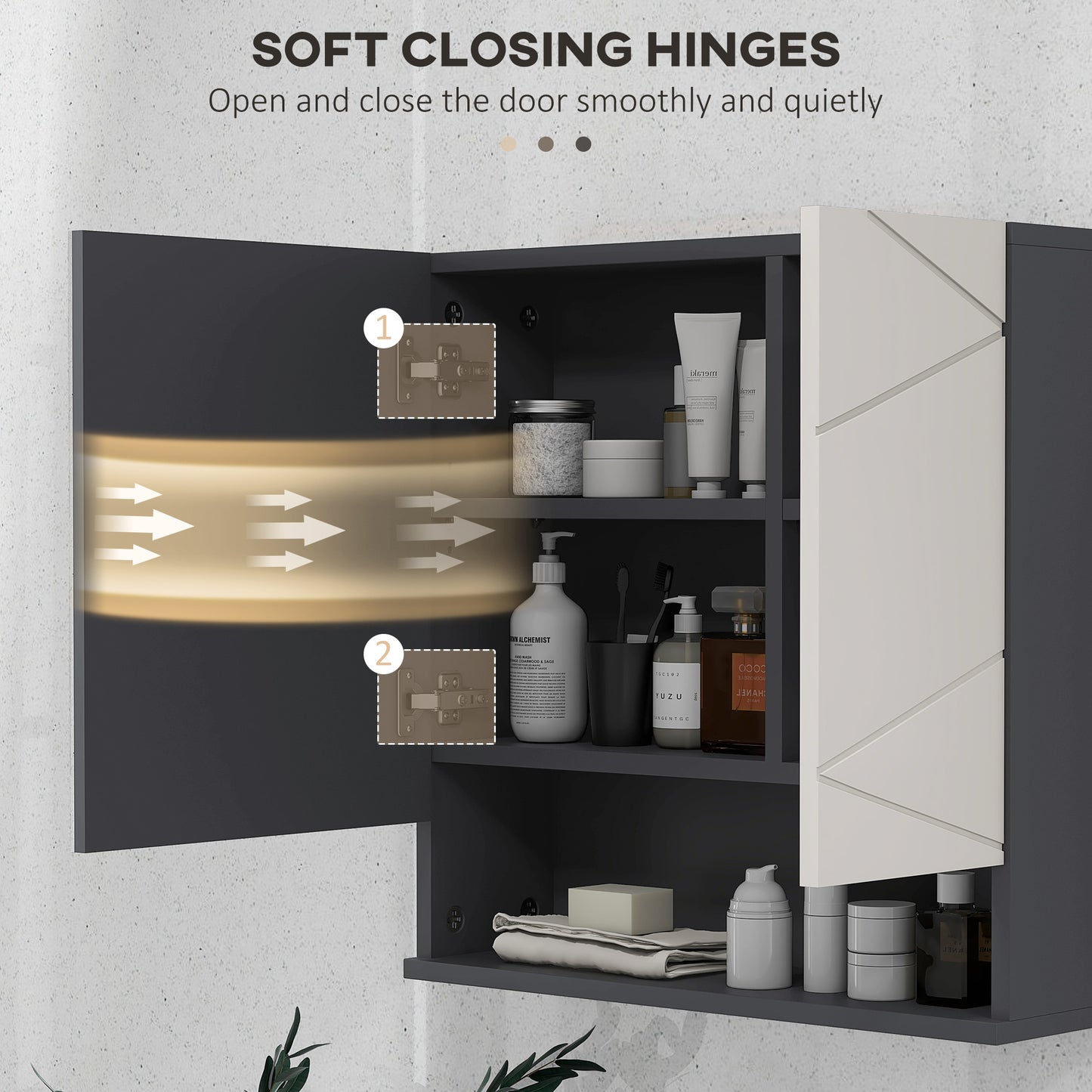 kleankin Bathroom Mirror Cabinet, Wall Mounted Bathroom Storage Cupboard with Adjustable Shelves, 55W x 17D x 55Hcm, Light Grey