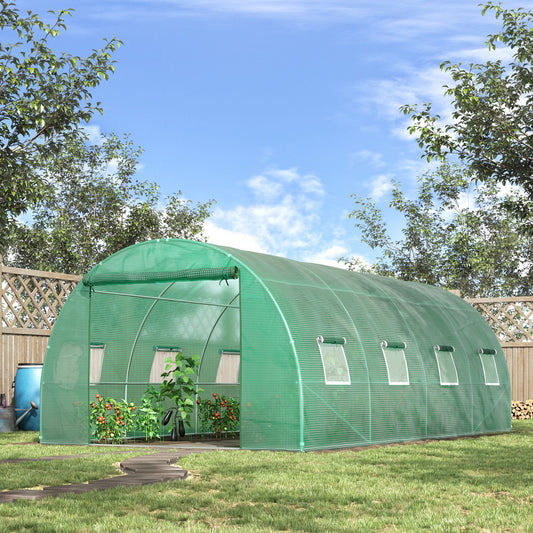 Outsunny Walk in Polytunnel Outdoor Garden Greenhouse with Windows and Doors (6 x 3M) Walk-in Zip