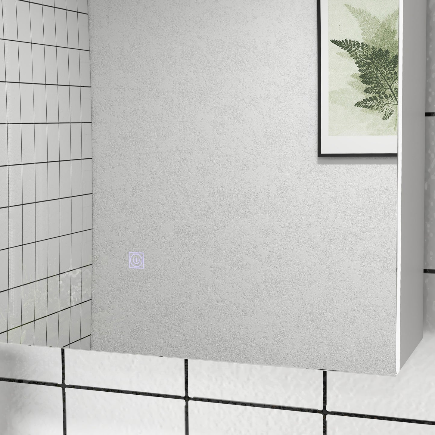 kleankin Bathroom Mirror Cabinet with Light Bathroom Storage Cupboard with Adjustable Shelf USB Charge 90x15x70cm White