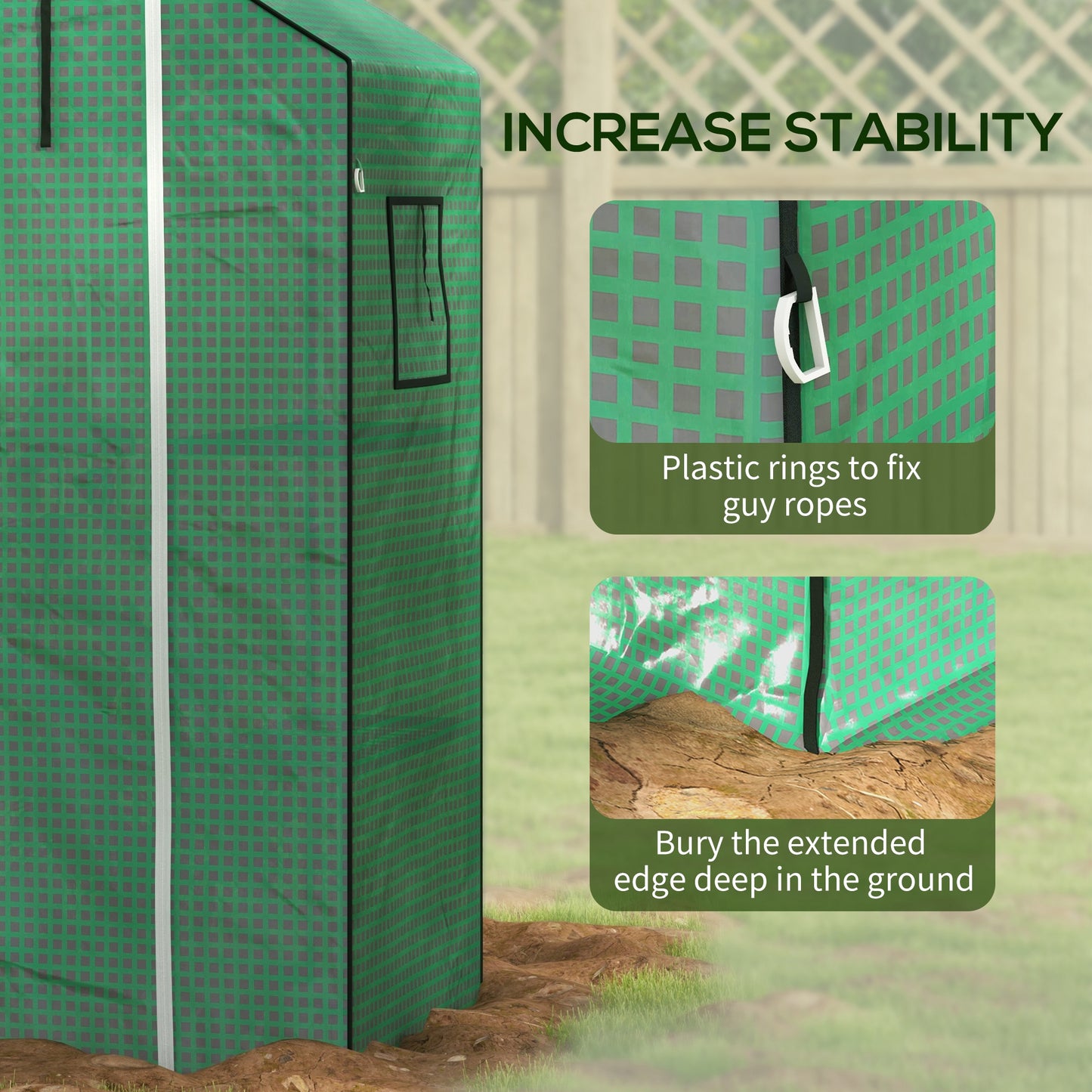 Outsunny Greenhouse Cover Replacement Walkin PE Hot House Cover with Rollup Door and Windows 140 x 73 x 190cm Green
