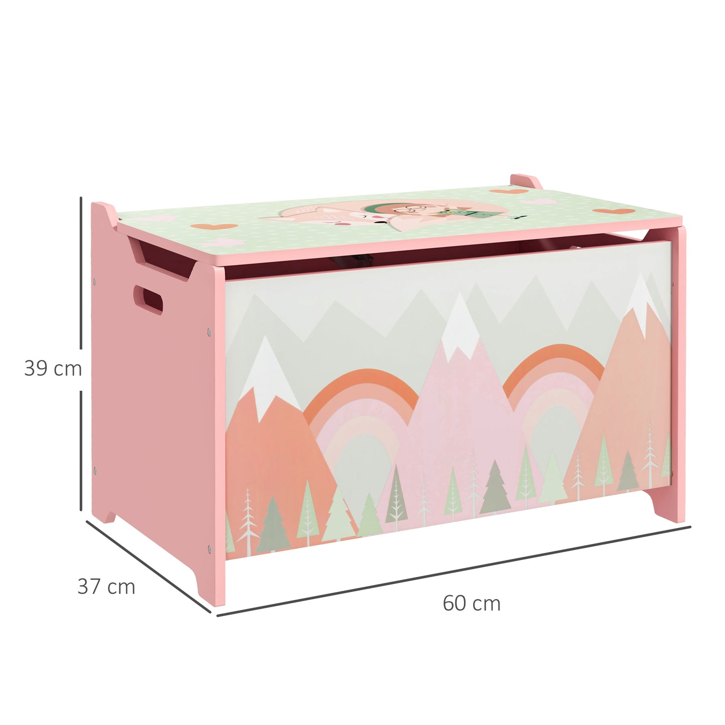 ZONEKIZ Toy Box Kids Storage Chest with Lid Safety Hinge Pink
