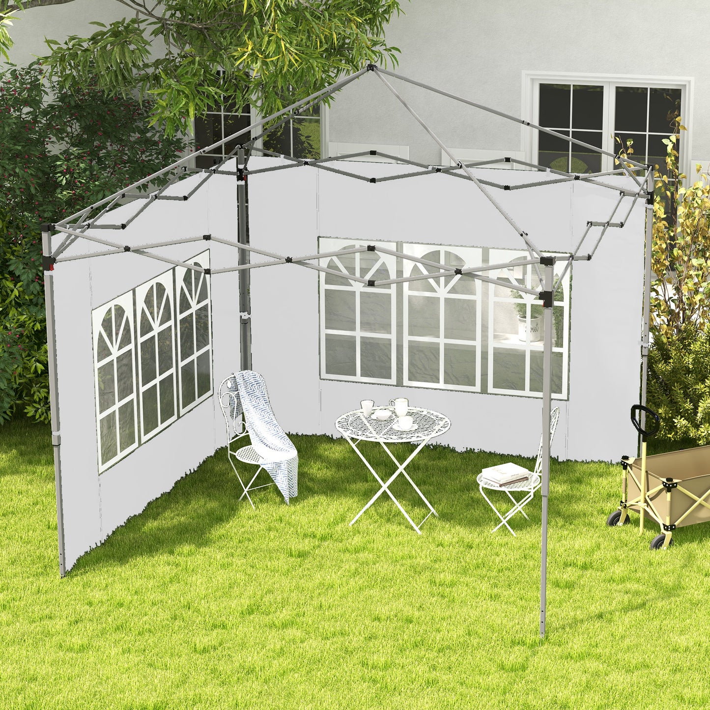 Outsunny Gazebo Side Panels Sides Replacement with Window for 3x3(m) or 3x4m Pop Up Gazebo 2 Pack White