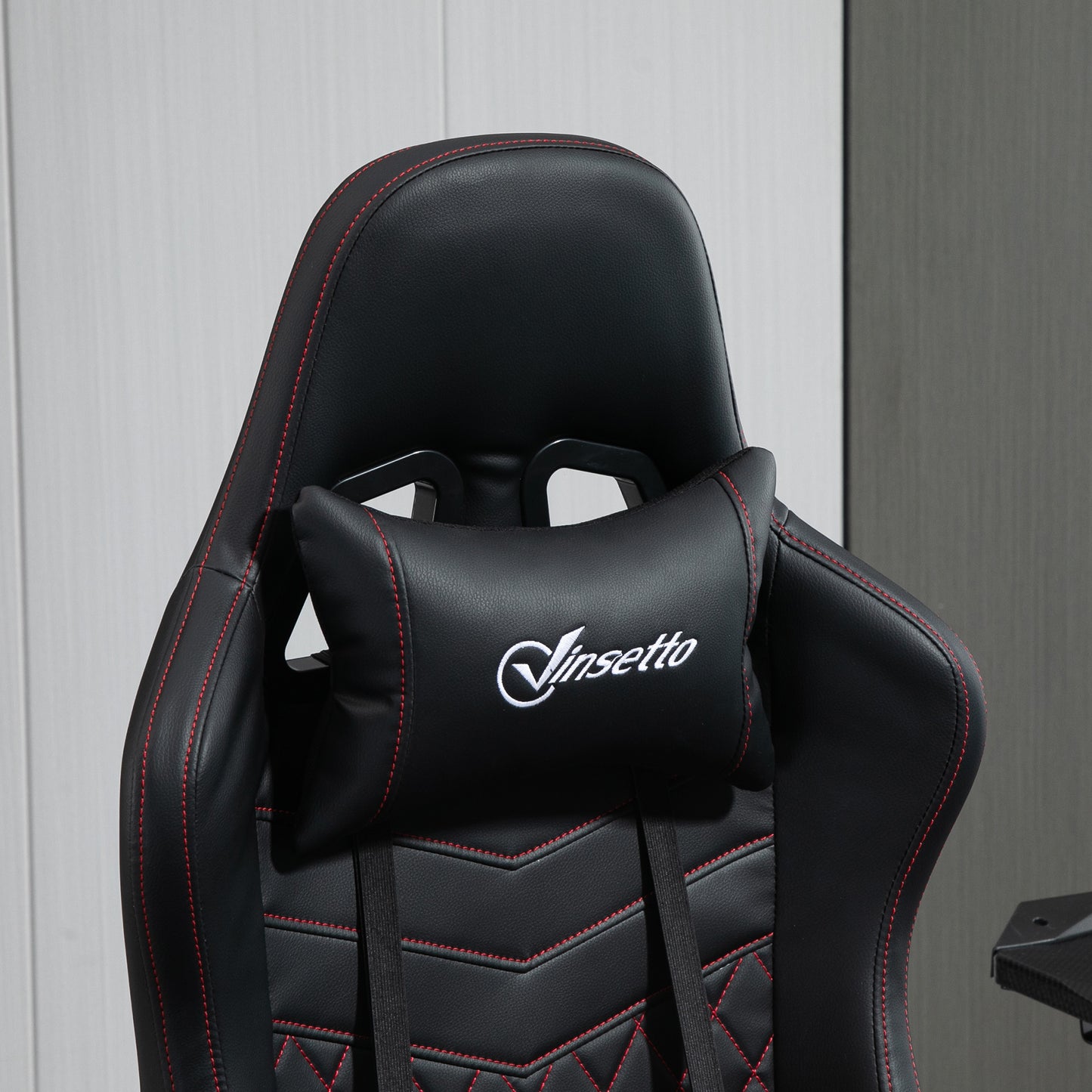 Vinsetto Faux Leather Racing Gaming Chair, with Footrest - Black