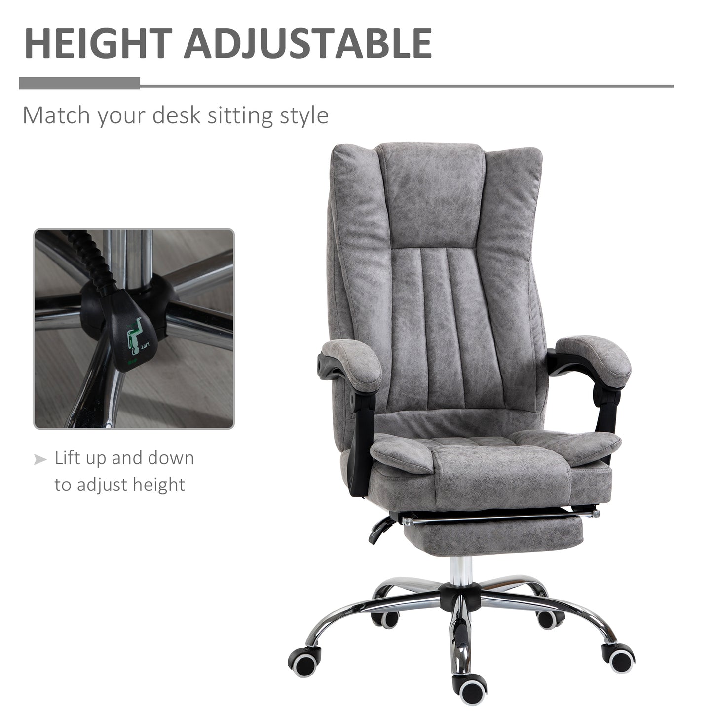 Vinsetto Home Office Chair Microfibre Desk Chair with Reclining Functi ...