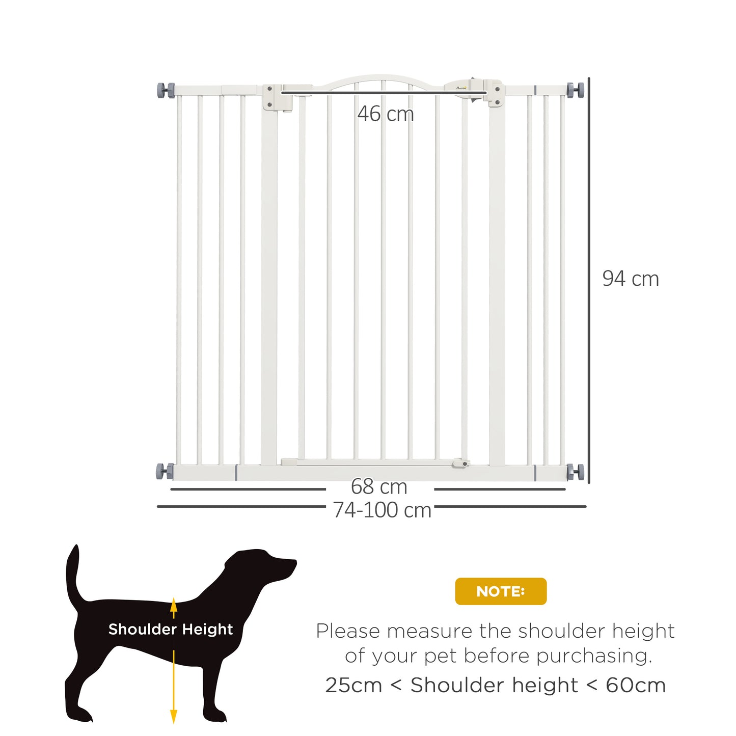 PawHut Metal Pet Safety Gate Dog Gate Folding Fence, White
