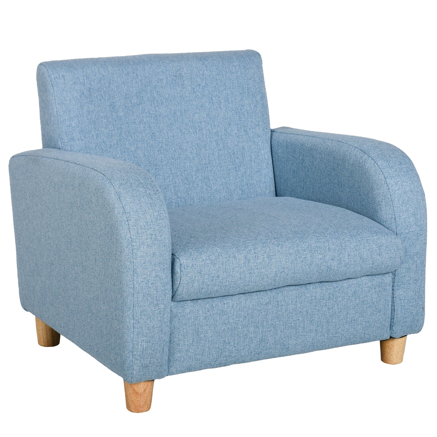HOMCOM Kids Children Armchair Mini Sofa Wood Frame Anti-Slip Legs High Back Bedroom Playroom Furniture Blue