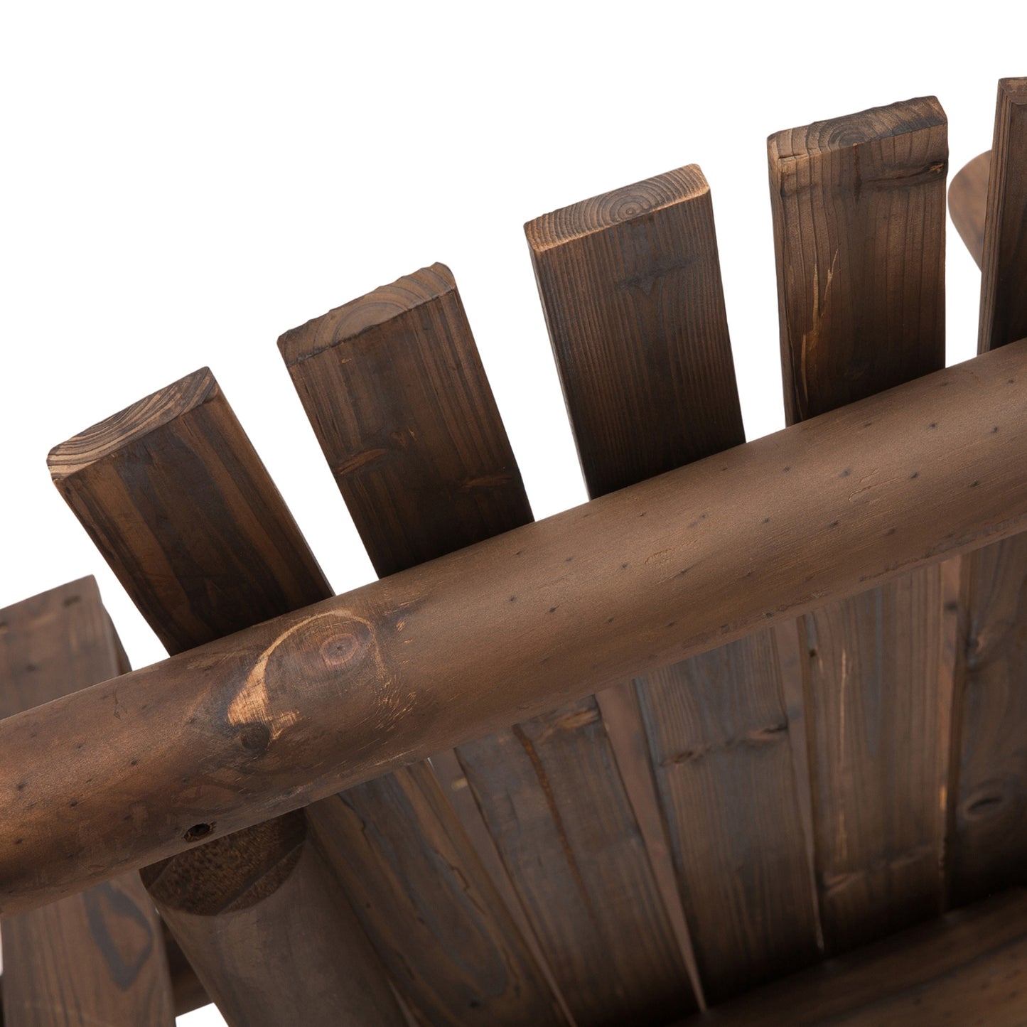 Outsunny Wood Patio Chair Bench 2 Seats with Center Coffee Table, Garden Bench Backyard Benches, Perfect for Lounging and Relaxing Outdoors, Carbonized w/ Bench,