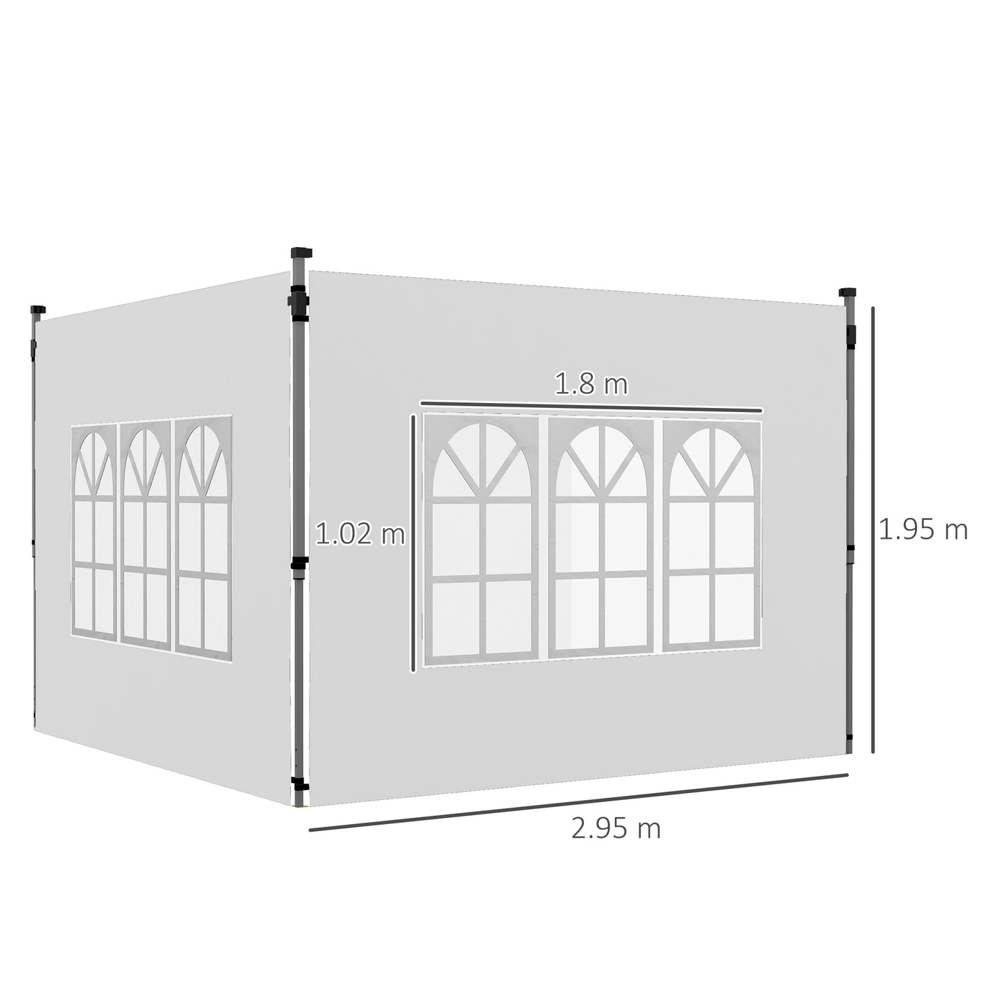 Outsunny Gazebo Side Panels Sides Replacement with Window for 3x3(m) or 3x4m Pop Up Gazebo 2 Pack White