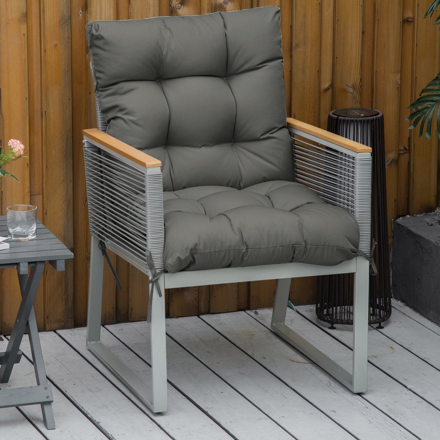 Outsunny Replacement Seat/Back Cushion, with Fastenings - Dark Grey