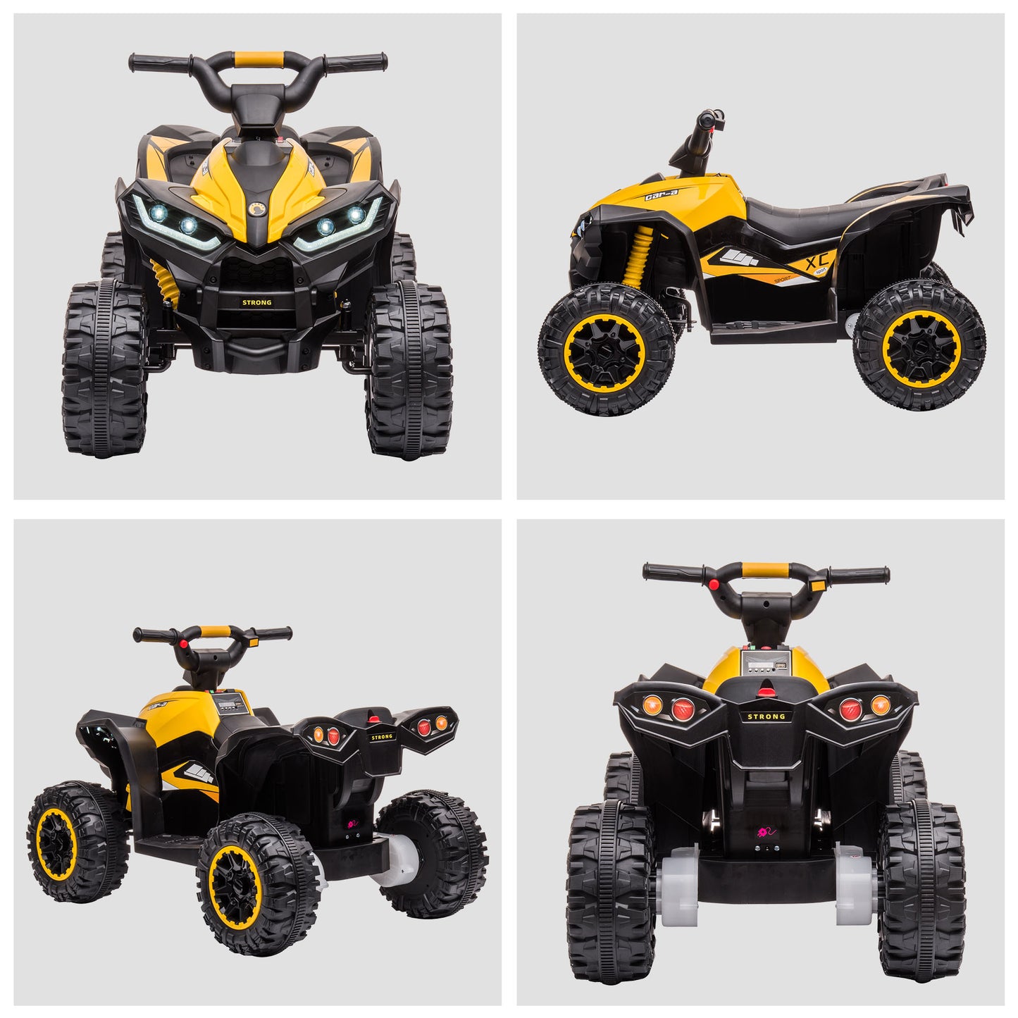 HOMCOM 12V Quad Bike with Forward Reverse Functions, Ride on Car ATV Toy with High/Low Speed Yellow