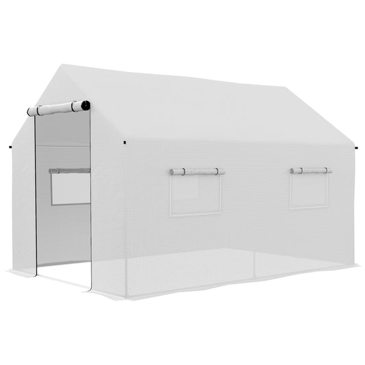 Outsunny Polyethylene Walk-in Polytunnel Greenhouse, 2 x 3(m), White